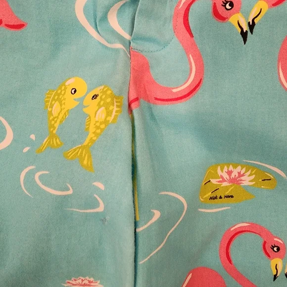 Nick & Nora Flannel Pajama Bottoms Flamingo Dragonfly Lilly Pad Plaid size Med - Picture 5 of 10